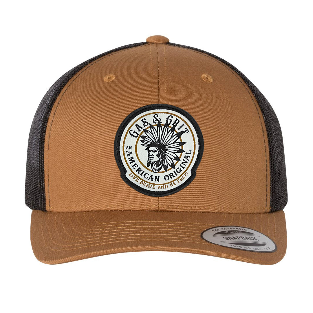 Black Icon Patch Carmel Black Mesh Back Hat