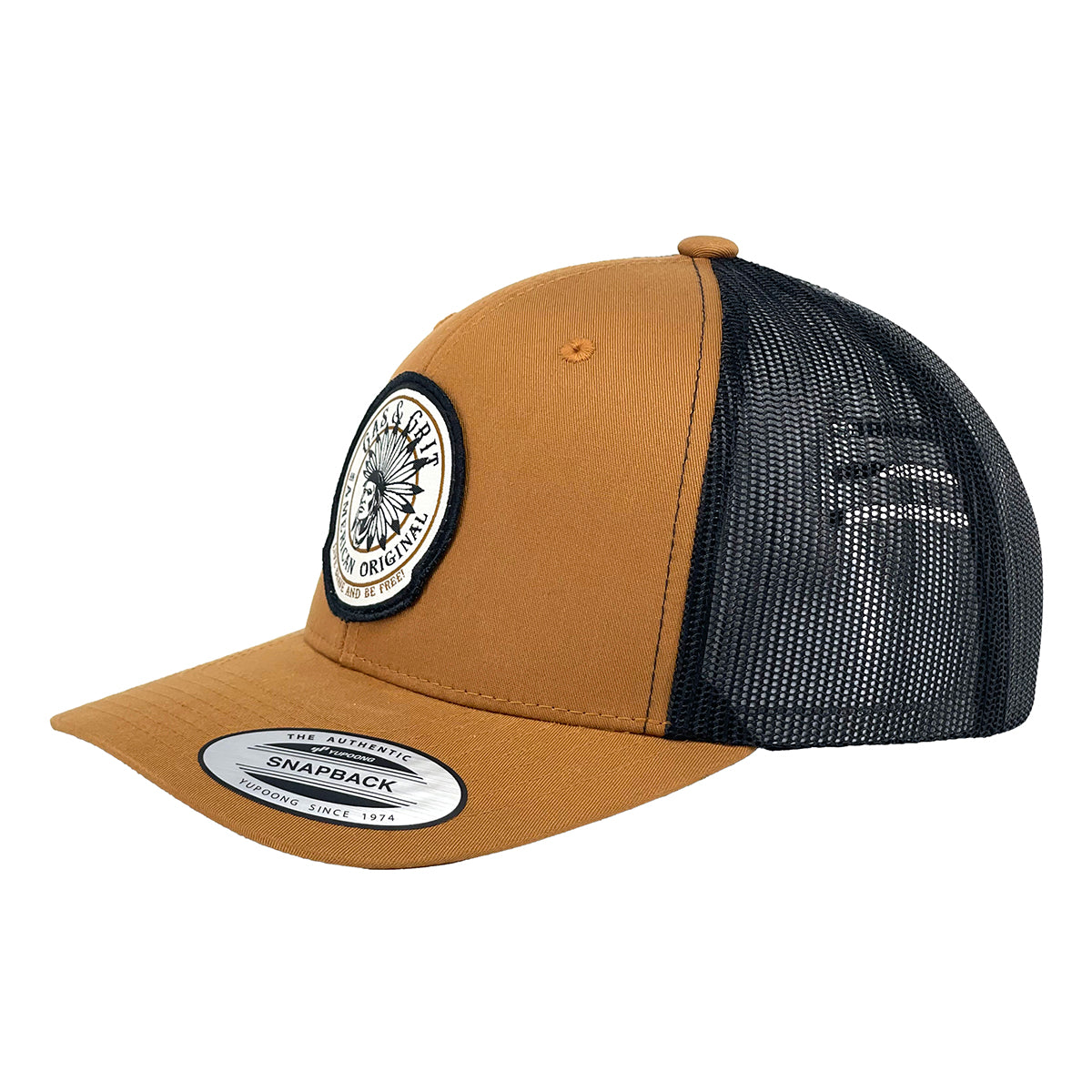 Black Icon Patch Carmel Black Mesh Back Hat