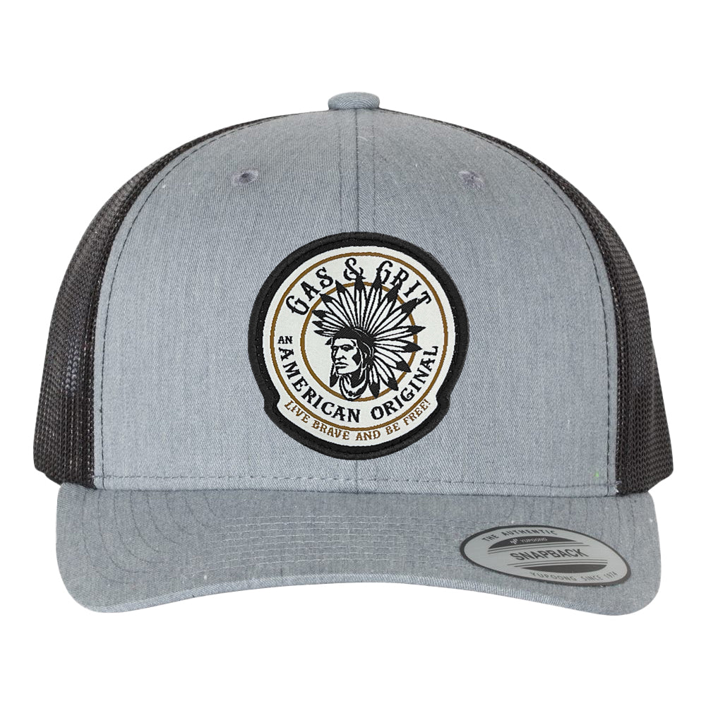 Black Icon Patch Heather Gray Black Mesh Back Hat