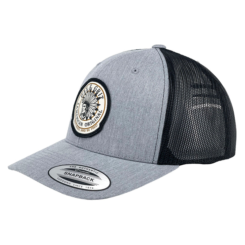 Black Icon Patch Heather Gray Black Mesh Back Hat