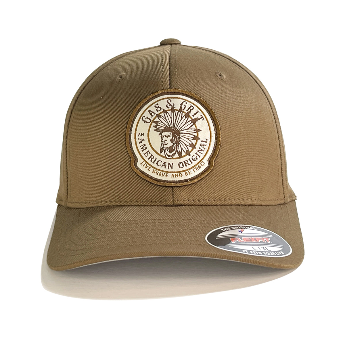 Chocolate Brown Icon Patch Coyote Brown FlexFit Hat