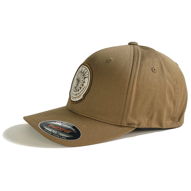 Chocolate Brown Icon Patch Coyote Brown FlexFit Hat