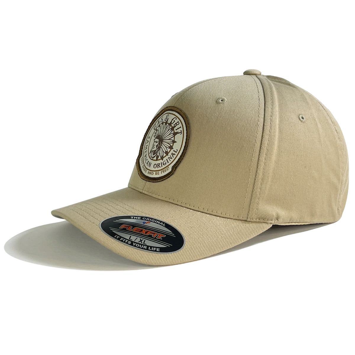 Chocolate Brown Icon Patch Khaki FlexFit Hat