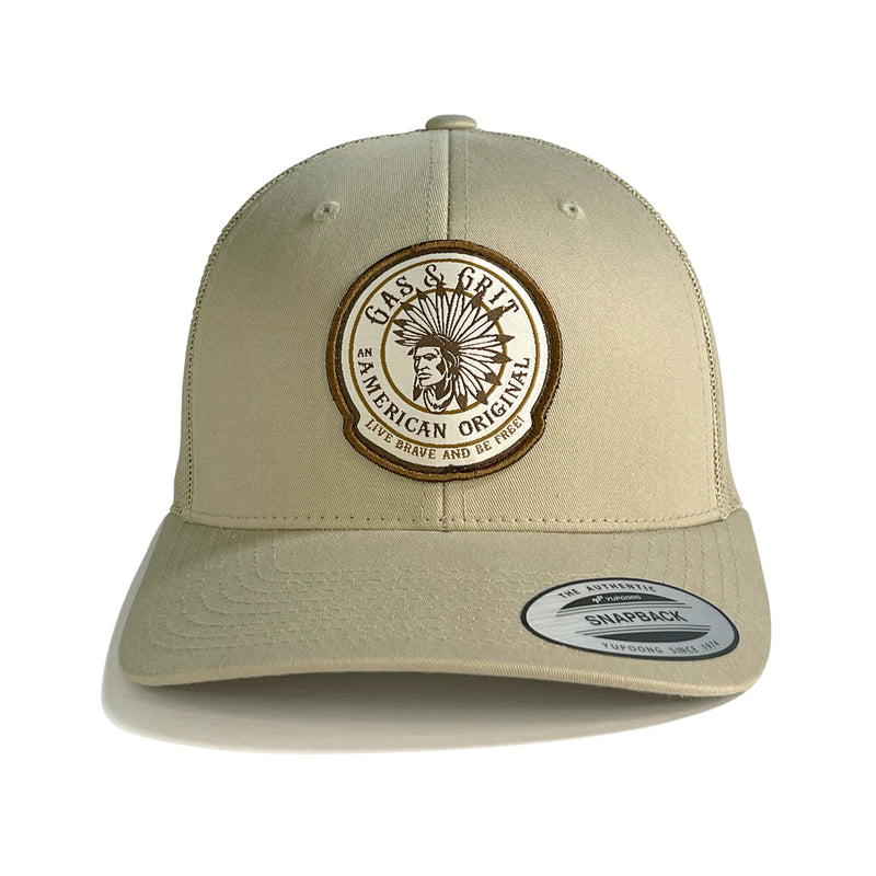 Khaki Patch Hat | ​Graphic Panel Hat | Gas and Grit