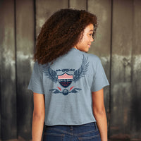 Women's Graphic Crop Tops | Shield Wings Crop Top | Gas and Grit